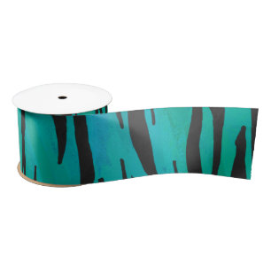 Tiger-Schwarz-Aquamarine Print Satinband