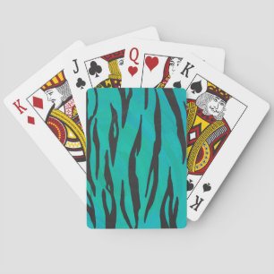 Tiger-Schwarz-Aquamarine Print Spielkarten