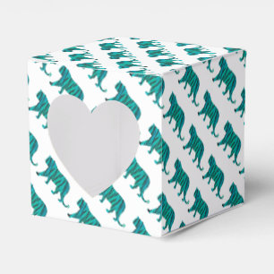 Tiger Schwarz und Aquamarine Silhouetten Geschenkschachtel