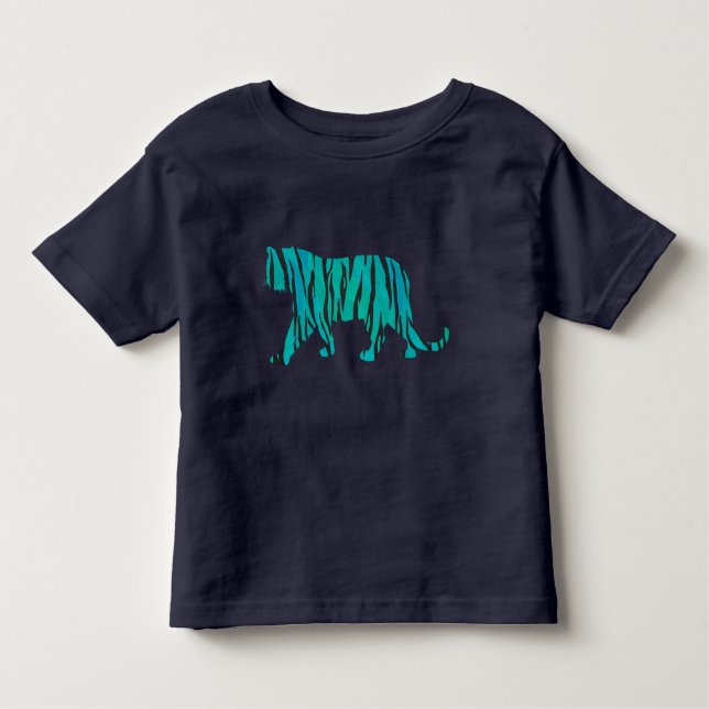 Tiger Schwarz und Aquamarine Silhouetten Shirts (Vorderseite)