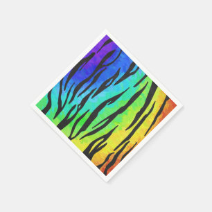 Tiger Schwarz und Regenbogen Druck Serviette