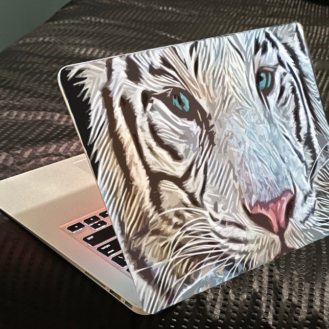 Tiger Schwarz und Weiß Moderne Laptop-Aufkleber Aufkleber (Von Creator hochgeladen)