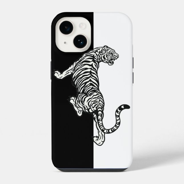 Tiger Schwarz Weiß  iPhone Hülle (Rückseite)