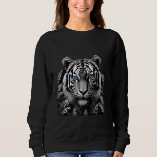 Tiger Schwarz-weiße Kunst mit Atemberaubenden blau Sweatshirt