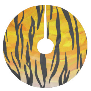 Tiger-schwarzer und orange Druck Polyester Weihnachtsbaumdecke