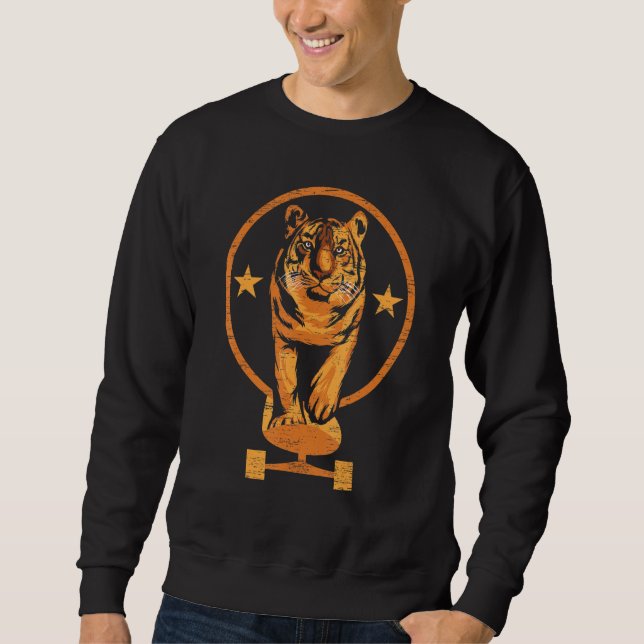 Tiger Skateboard Wildlife Animal Zoo Zookeeper Sweatshirt (Vorderseite)