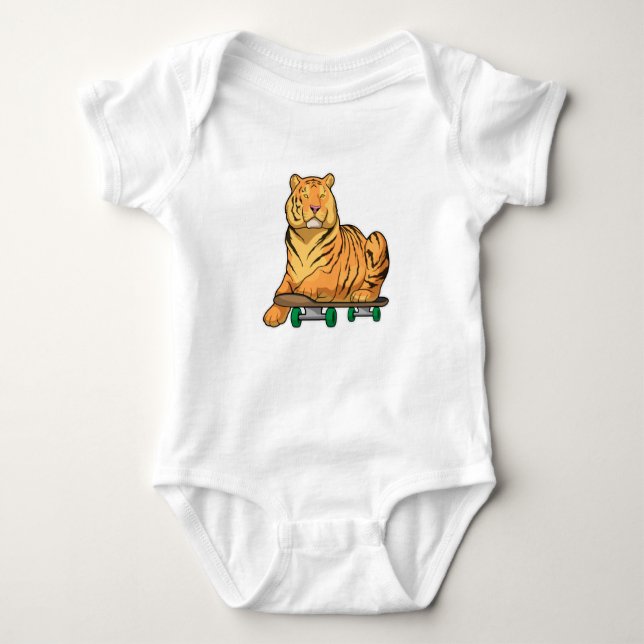 Tiger Skater Skateboard Baby Strampler (Vorderseite)