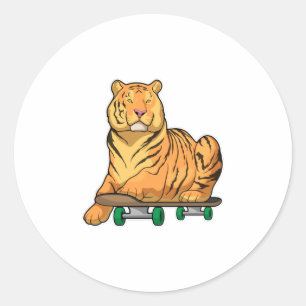 Tiger Skater Skateboard Runder Aufkleber