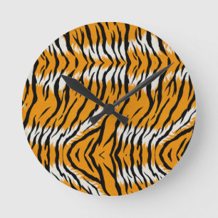 Tiger Skin Animal Print Design Runde Wanduhr