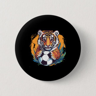 Tiger Soccer Byll Fierce Jungle Animal  Button