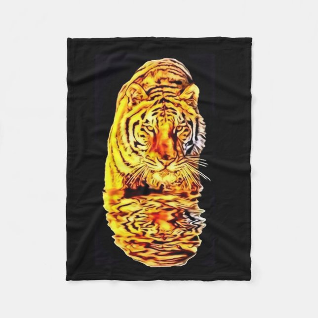 Tiger-Spiegel-Kunst Nouveau Fleece-Decke Fleecedecke (Vorderseite)