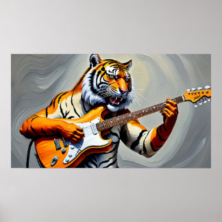 Tiger spielt Gitarre Poster