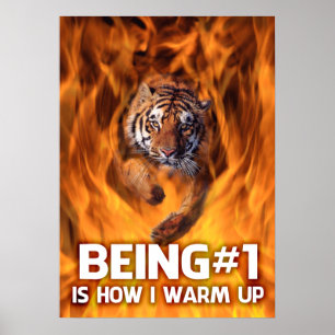 Tiger springt durch Flammen Poster
