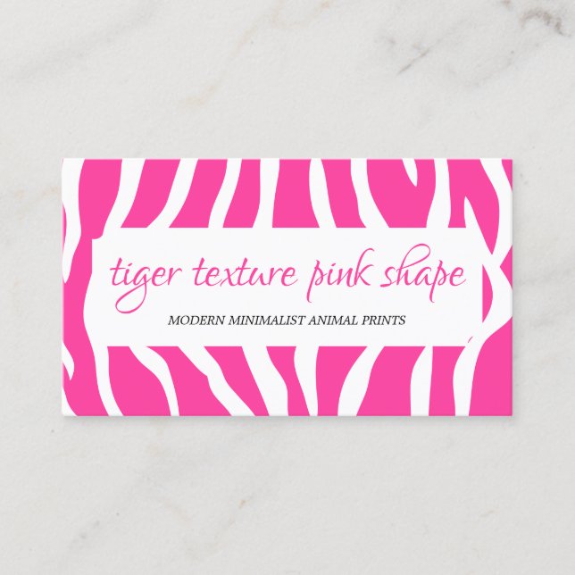 Tiger Sprinklen Textur Rosa Form Rahmen Visitenkarte (Vorderseite)