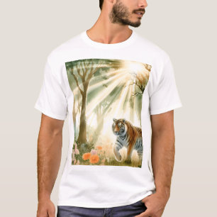 Tiger steht mit einem tapferen Blick in die Augen T-Shirt