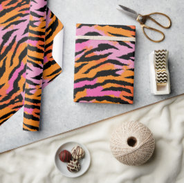Tiger Streifen farbenfroh Animal Print Retro Glam Geschenkpapier