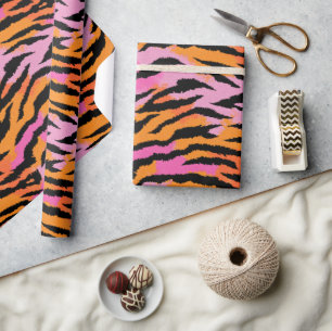 Tiger Streifen farbenfroh Animal Print Retro Glam Geschenkpapier
