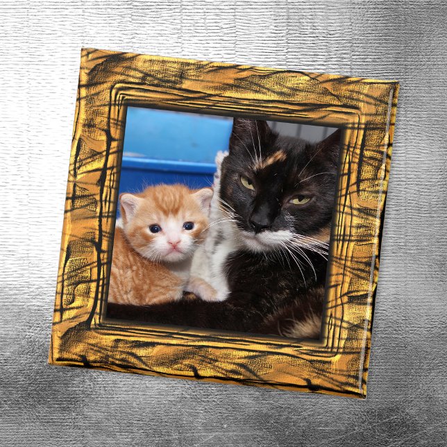 Tiger-Streifen-Fotobordüre Magnet (Create Your Own Family Cat Photo Magnet)
