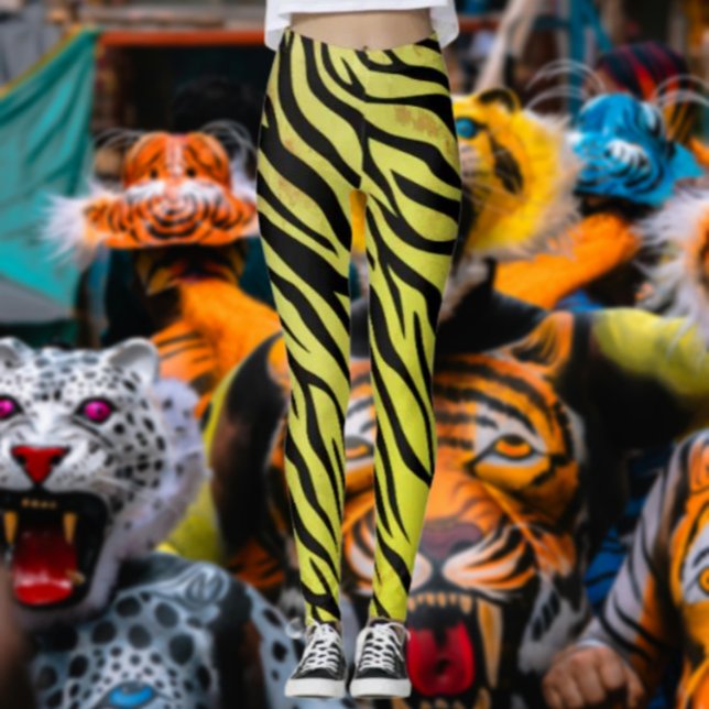 Tiger Streifen Gelb Leggings - Fettdruck (Von Creator hochgeladen)