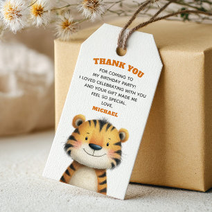 Tiger Streifen Süße Safari 1. Geburtstag Danke Geschenkanhänger