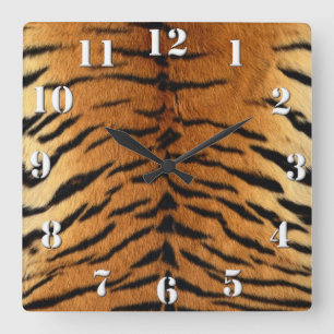 Tiger Strip Fur Print Quadratische Wanduhr
