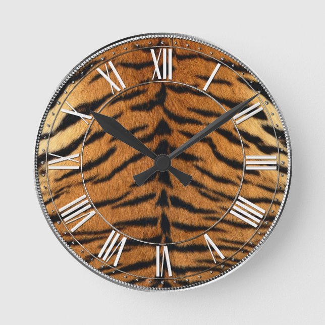 Tiger Strip Fur Print Runde Wanduhr (Vorderseite)