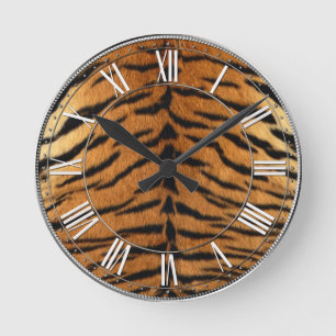 Tiger Strip Fur Print Runde Wanduhr