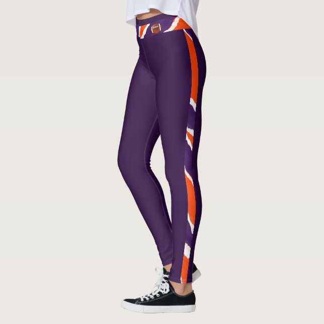 Tiger Strip - Lila Orange Football Design Leggings (Links)