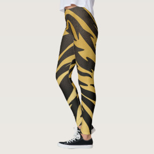 Tiger Strip Print Leggings Womens