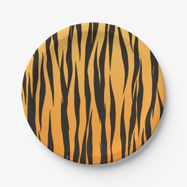 Tiger Stripe Gold Black Animal Print Wedding Party Pappteller (Vorderseite)