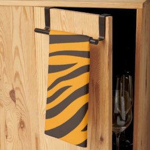 Tiger Stripe schwarz Orange Wildtier Hautmuster Geschirrtuch
