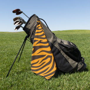Tiger Stripe schwarz Orange Wildtier Hautmuster Golfhandtuch