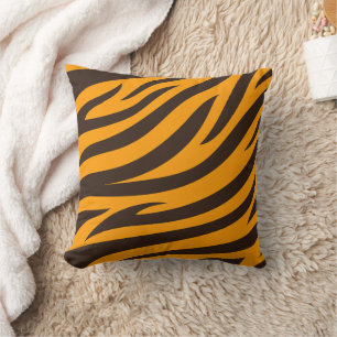 Tiger Stripe schwarz Orange Wildtier Hautmuster Kissen