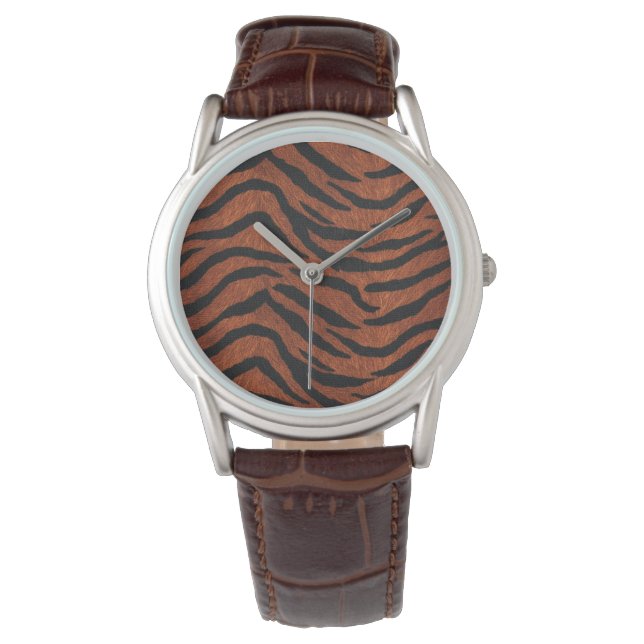 Tiger Stripe Wild Pattern Armbanduhr (Vorderseite)