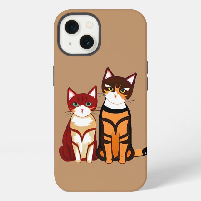 Tiger Striped Cat und Ginger Kitten iPhone Hülle (Rückseite)