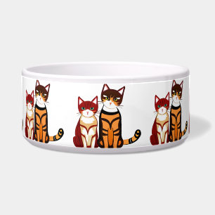 Tiger Striped Cat und Ginger Kitten Napf