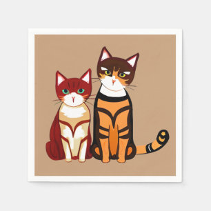 Tiger Striped Cat und Ginger Kitten Serviette
