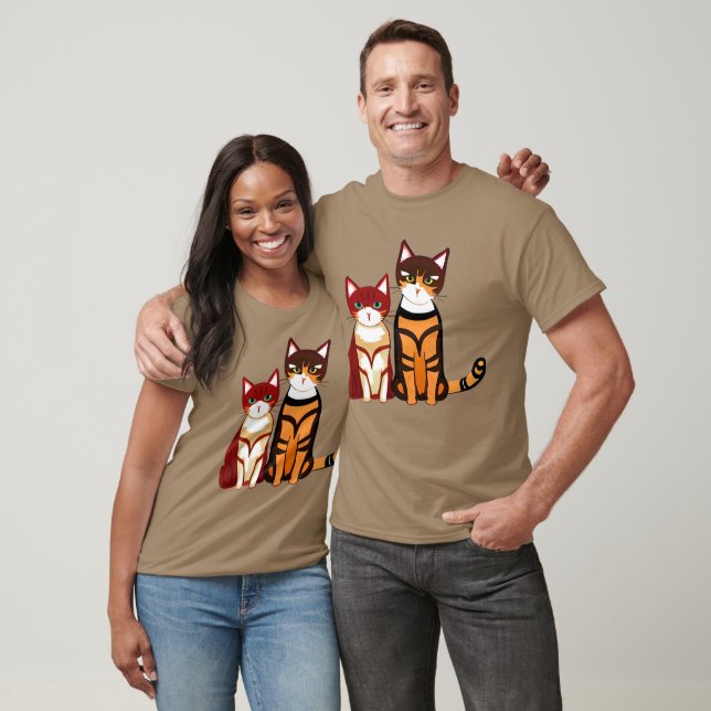 Tiger Striped Cat und Ginger Kitten T-Shirt (Unisex)