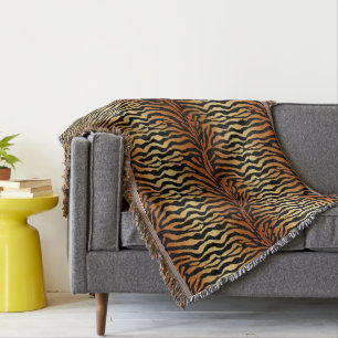 Tiger Stripes Animal Print, Amber, Schwarz und Tan Decke