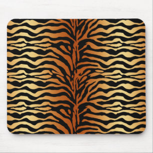 Tiger Stripes Animal Print, Amber, Schwarz und Tan Mousepad