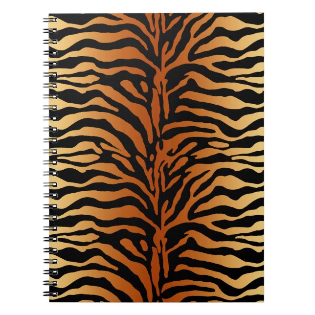 Tiger Stripes Animal Print, Amber, Schwarz und Tan Notizblock (Vorderseite)