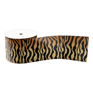 Tiger Stripes Animal Print, Amber, Schwarz und Tan Ripsband