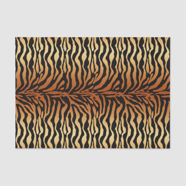 Tiger Stripes Animal Print, Amber, Schwarz und Tan Seidenpapier (Vorderseite)