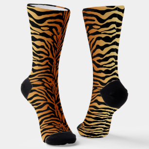 Tiger Stripes Animal Print, Amber, Schwarz und Tan Socken