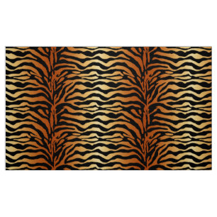 Tiger Stripes Animal Print, Amber, Schwarz und Tan Stoff