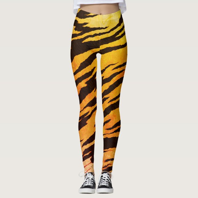 Tiger Stripes Animal Print Muster Leggings (Vorderseite)