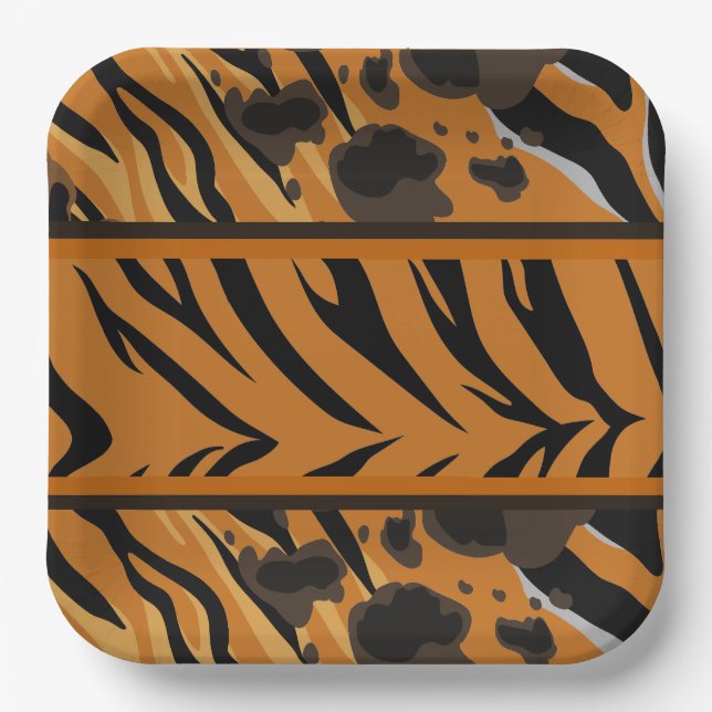 Tiger Stripes Animal Print Pappteller (Vorderseite)