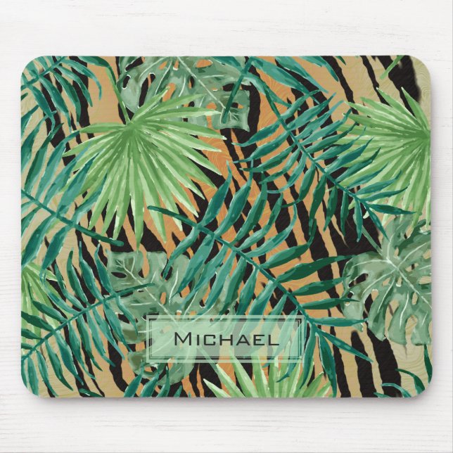Tiger Stripes Jungle Camouflage Personalised Mousepad (Vorne)