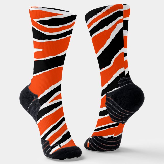 Tiger Stripes Orange Schwarzes Muster Socken (Gewinkelt)