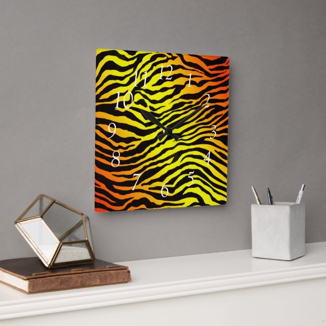 Tiger Stripes Quadratische Wanduhr (Büro)